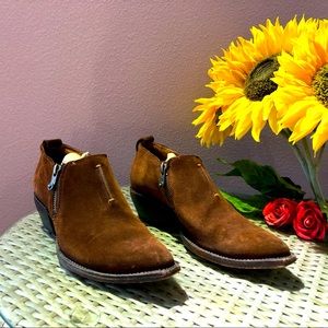 Frye Sasha Moto Brown Suede Ankle Boots Size 6.5 Women’s